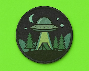 UFO Flying Saucer Patch/Iron-on Patch/Area-51 Badge/Aliens/Spaceship/Retro Sci-fi Gift/Sew-On Applique for Clothing Jackets, Backpacks