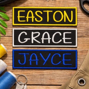 Personalized Name Patch Embroidered Iron-on/Sew-on Applique for Uniforms Vest Jacket Clothing Backpack - Custom Text Patches, Custom Nametag