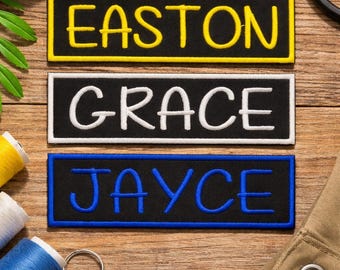 Personalized Name Patch Embroidered Iron-on/Sew-on Applique for Uniforms Vest Jacket Clothing Backpack - Custom Text Patches, Custom Nametag
