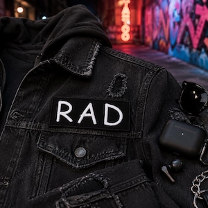 Rad Patch/Iron-on Patch/Retro 80s Vintage Throwback/Surf Gear/Embroidered Sew-on Applique for Clothing Vest/Jacket Backpack Hats image 5