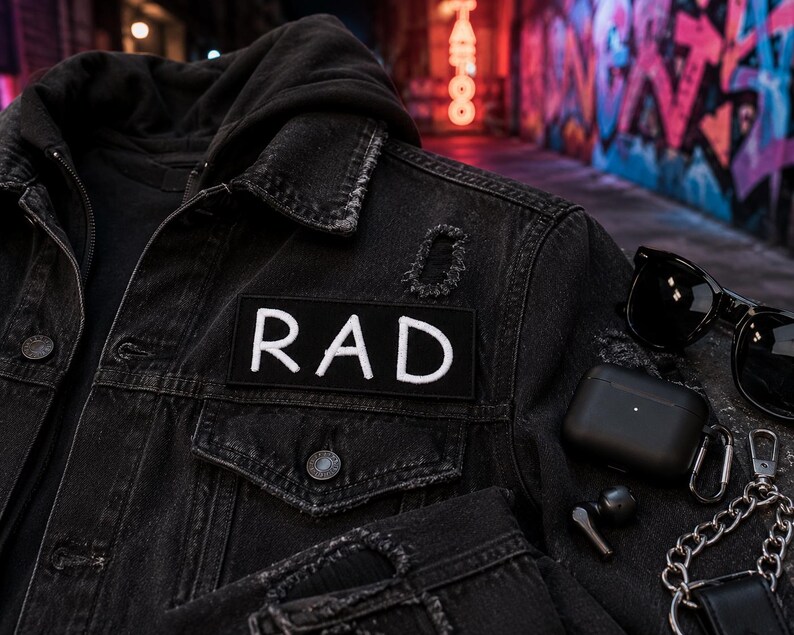 Rad Patch/Iron-on Patch/Retro 80s Vintage Throwback/Surf Gear/Embroidered Sew-on Applique for Clothing Vest/Jacket Backpack Hats image 5