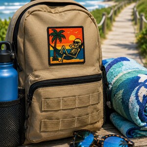 Beach Bum Skeleton Patch/Iron-on Patch/Sunglasses Hammock/Coconut Girl/Sew-On Applique for Clothing Vest/Jacket Hats Tote Bags Backpack image 3