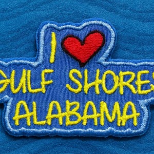 I Love Gulf Shores Patch/Iron-on Patch/Embroidered Sew-on Applique for Jacket, Clothing, Tote Bag/Ocean Wave/Beach Vacation/Travel Souvenir
