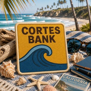 Cortes Bank Big Wave Patch/Iron-On Patch/Surfing Patch/Beach Vibes/Surfer Gift/Sew-On Applique for Clothing Tote Bags Jackets Backpacks