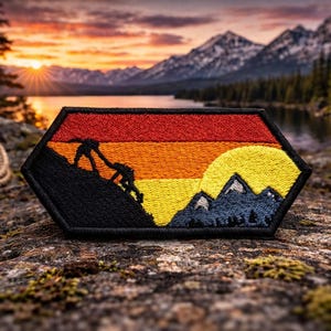 Mountain Climbing Patch/Iron-on Patch/Nature Badge/ Camping Hiking, Forest, Lakes & Rivers/Sew-on Applique for Clothing Vest/Jacket Backpack