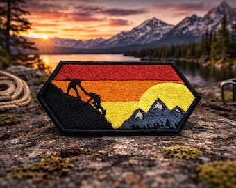 Mountain Climbing Patch/Iron-on Patch/Nature Badge/ Camping Hiking, Forest, Lakes & Rivers/Sew-on Applique for Clothing Vest/Jacket Backpack