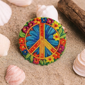 Peace Zeichen Patch/Bügelbild/Blumenkind/Boho Hippie/Retro Woodstock Musik Festival/Aufnäher/Aufnäher für Jacken & Kleidung/Rucksack