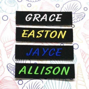 Personalized Name Patch Embroidered Iron-on/Sew-on Applique for Uniforms Vest Jacket Clothing Backpack - Custom Text Patches, 4x1&quot; Nametag