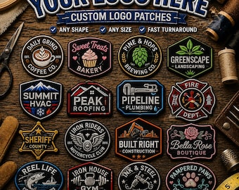 Custom Logo Iron on Patch/Personalized Business Logo Patch/Embroidered Sew On Applique for Clothing, Uniform, Vest/Jacket, Hat Backpack Gear