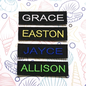 Personalized Name Patch Embroidered Iron-on/Sew-on Applique for Uniforms Vest Jacket Clothing Backpack - Custom Text Patches, 4x1&quot; Nametag