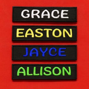 1" T x 4" W Custom Name Patch/Iron-On Patch/Embroidered Sew-on Applique for Vest, Jacket, Clothing, Backpack, Personalized Name Tag Patches image 15