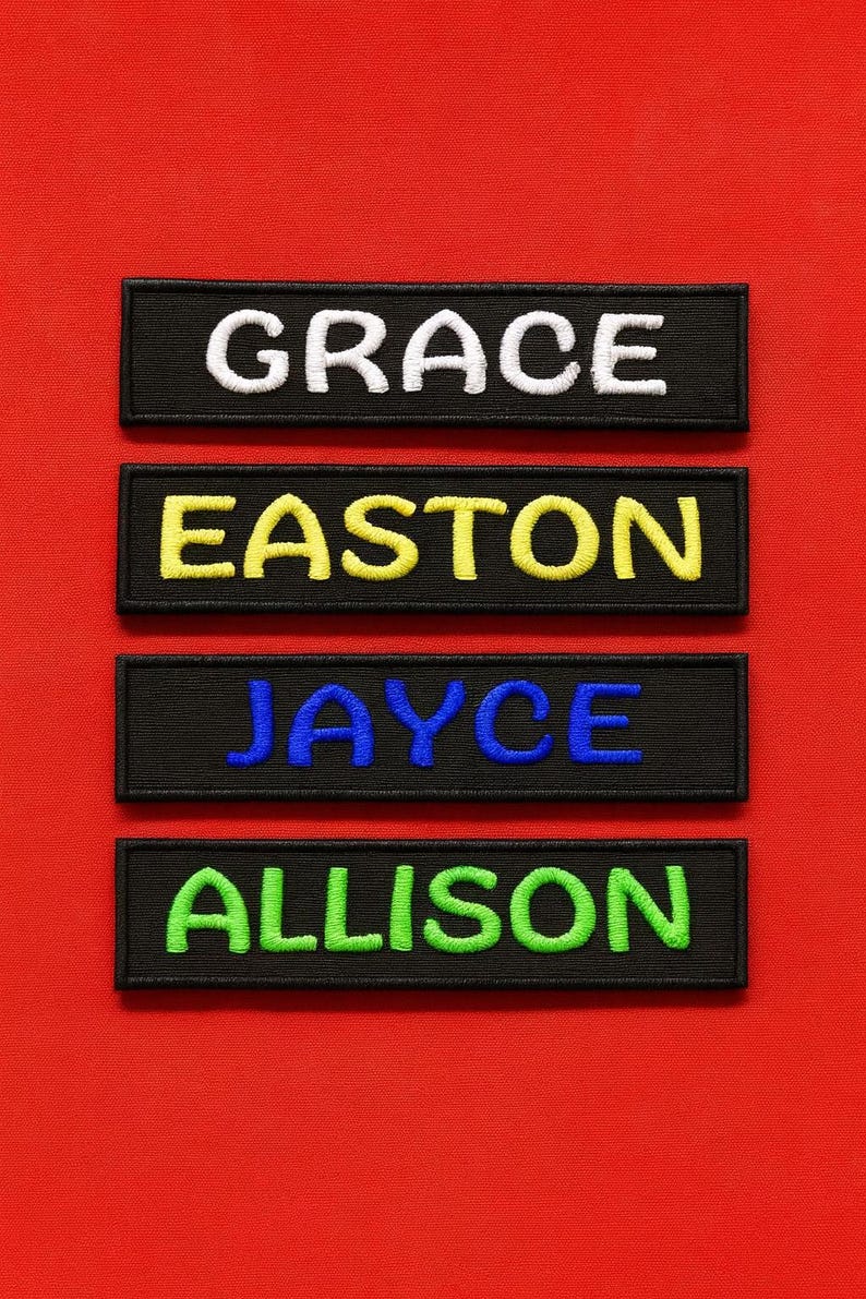 1" T x 4" W Custom Name Patch/Iron-On Patch/Embroidered Sew-on Applique for Vest, Jacket, Clothing, Backpack, Personalized Name Tag Patches image 15