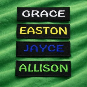 Personalized Name Patch Embroidered Iron-on/Sew-on Applique for Uniforms Vest Jacket Clothing Backpack - Custom Text Patches, 3.5x1" Nametag