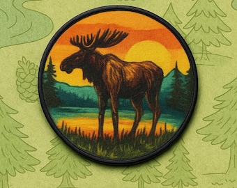 Parche de alce, termoadhesivo o para coser en chalecos y chaquetas, insignia de animales salvajes, parques nacionales, recuerdos de la naturaleza, senderismo y acampada.