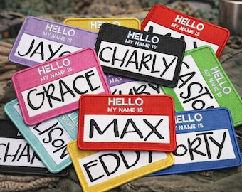 Hello My Name Is Custom Patch Name Patch Personalized Name Patch Name Tag with Hook Fastener Available
