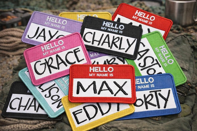 Hello My Name Is Custom Patch Name Patch Personalized Name Patch Name Tag with Hook Fastener Available image 1