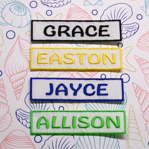 Parche bordado personalizado con nombre: parches de texto personalizados / Parche colorido para planchar o coser / Para ropa, uniformes y bolsos