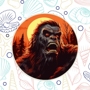 Bigfoot Sticker Decal, Waterproof Vinyl Cryptid Sticker, Water Bottle Laptop Decal, Sasquatch, Myth Legend, Creature, Monster, Roaring