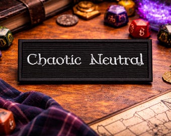 Écusson neutre chaotique/Écusson thermocollant/Geeks et joueurs/Jeux de table/Cadeau fantastique/Applications brodées à coudre pour vêtements gilet/veste sac à dos
