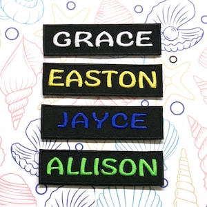 Personalized Name Patch Embroidered Iron-on/Sew-on Applique for Uniforms Vest Jacket Clothing Backpack - Custom Text Patches, 3.5x1&quot; Nametag