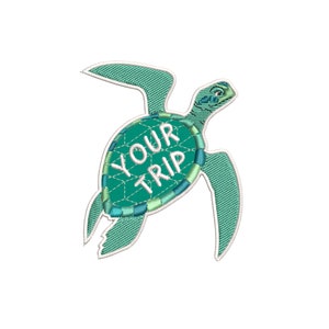 CUSTOM Your Trip Sea Turtle Patch - Embroidered Iron-On/Sew-on Custom Applique / DIY Geometric Shell Design Sea Life / Beachy Waves Vacation