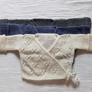 Immediate Shipping - Hand-knitted baby vest / Wrap-over top / Bootie / Hat / Romper / Sock