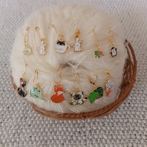 Stitch marker / Stitch marker Rabbit / Cat / Fox / Ball / Monstera / Penguins / Turtle / Flower