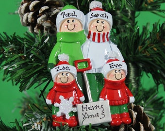 Shovel Family 2 - 8 Happy Family  Personalised Tree XMas Decoration Ornament of Christmas gift /personalised Hers family tree Decor Bauble