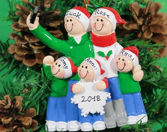 Personalised Family of 3,4,5,6 Christmas Tree Ornament Selfie Family Decoration 