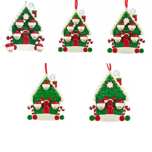 Candy Cane House Familie Personalisierter Weihnachtsbaum Dekoration Ornament von 2/3/4 /5/6 Weihnachtsgeschenk /personalisierter Stammbaum Dekor Christbaumkugel
