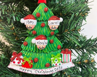Tree Family 3 - 6 Happy Family Personalised Tree XMas Decoration Ornament for Christmas gift /personalised Hers family tree Decor Bauble