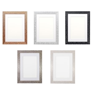 Flacher, heller Spiegeleffekt-Mosaik-Bilderrahmen mit weißer Halterung - 5 Farben zur Auswahl und alle Größen - Fotodruck-Gemälderahmen Schwarz Silber