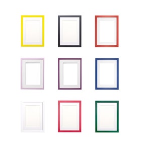 Rainbow Colour Range Frame With White Mount -Choice of 18 Colours & All Sizes- Photo Print Frame White Black Gold Silver Pink Red Blue Green