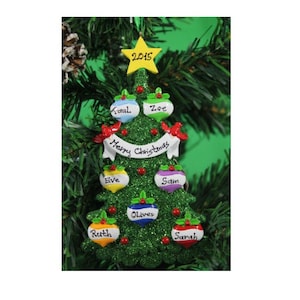 Grüne Baumfamilie 3 - 8 Glückliche Familie Personalisierter Baum Weihnachtsdekoration Ornament f Weihnachtsgeschenk /personalisierter Stammbaum Dekor Christbaumkugel