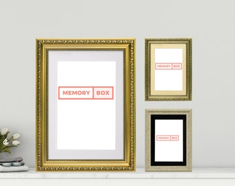 A1/A2/A3/A4/A5 Ornate Shabby Chic Picture Frame photo frames, Poster Photo Frame With Mount/Passepartout Photo Print Gold Frame Champagne