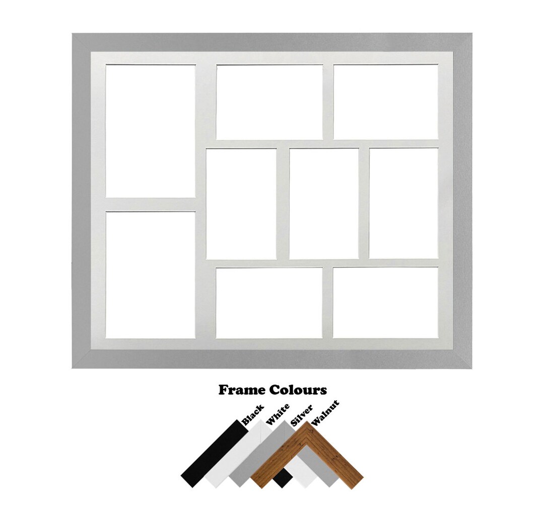 20x16 Frame With Multi Aperture Mount MDF 20MM Silver Colour Photo