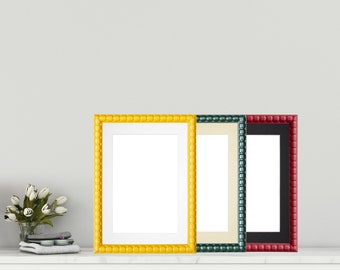 Bobbin Range Picture Frame With Mount Photo Print Frames -Choice of Colours & Sizes A2 A3 A4 A5 Red Green Yellow With Passepartout White