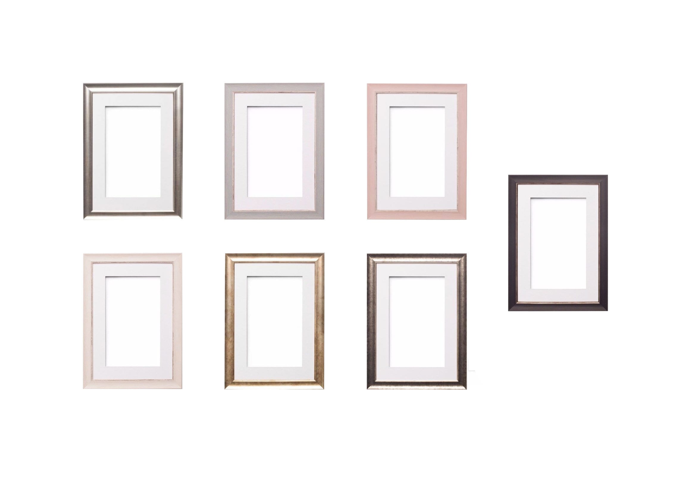 Shabby Chic Vintage Range 25mm Frame With White Mount -Choice of 7 Colours & Many Sizes- Photo Print Frame Gold Pink Black Silver distressed