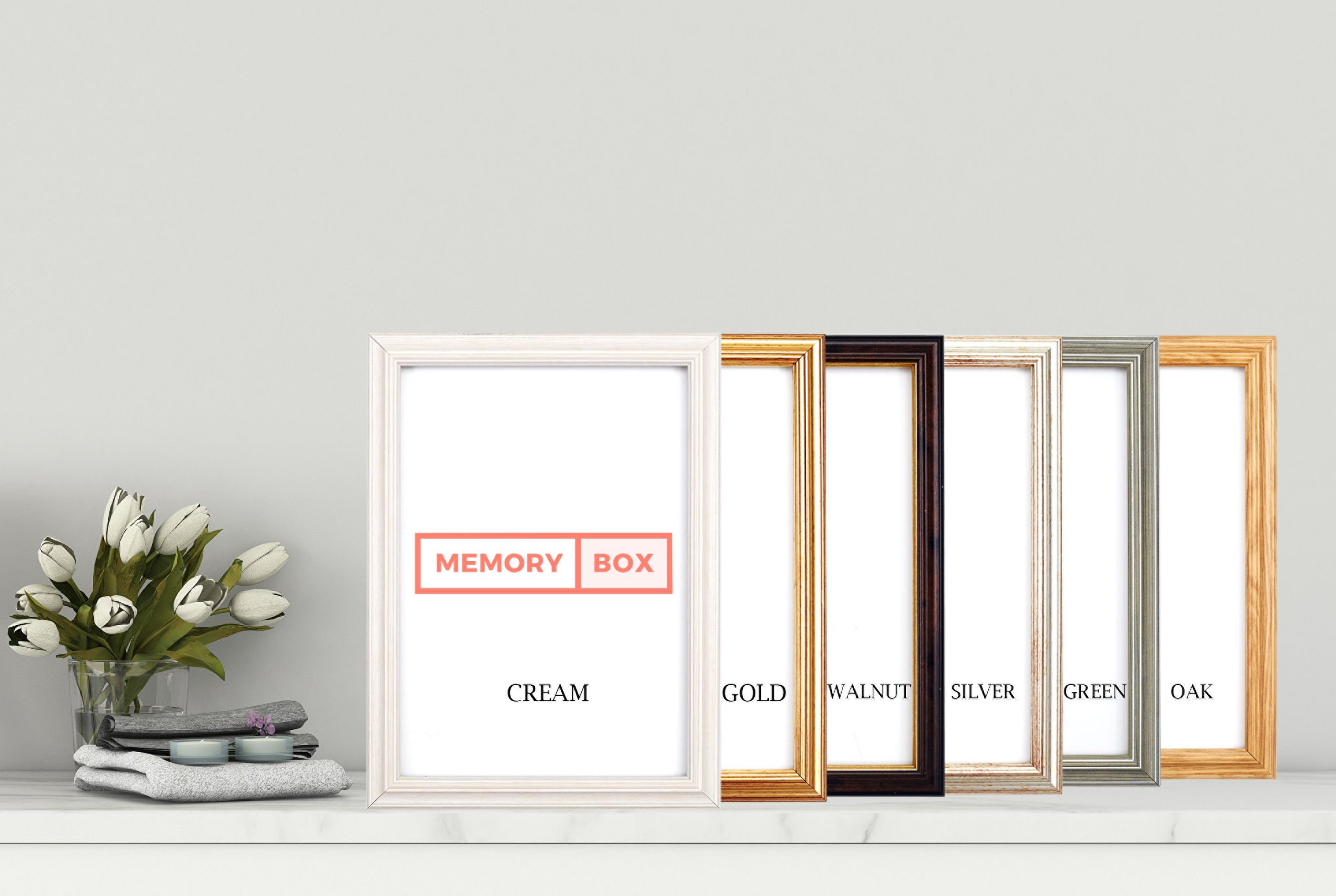 A3/A4/A5 Elegant Watercolour Picture Frame photo frames, Poster Frame Gold Silver Walnut Oak Cream and Brushed Green