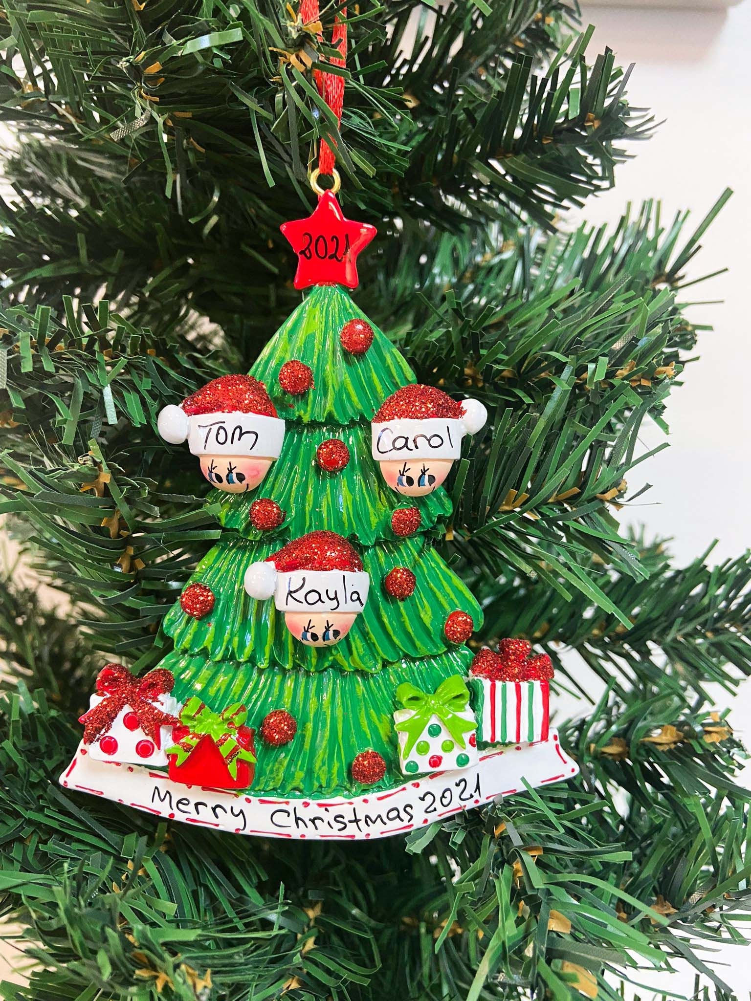 Tree Family 3 - 6 Happy Family Personalised Tree XMas Decoration Ornament for Christmas gift /personalised Hers family tree Decor Bauble