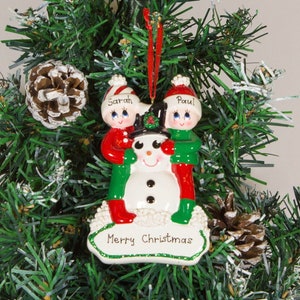 Machen eine Schneemann Familie Personalisierte Weihnachtsbaum Dekoration Verzierung von 2/3/4/5 Weihnachtsgeschenk / personalisierte Stammbaum Dekor Kugel