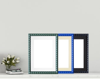 Bobbin Range Picture Frame With Mount Photo Frames -Choice of Sizes A2 A3 A4 A5 Green Blue & Black  With Passepartout White, Black and Ivory