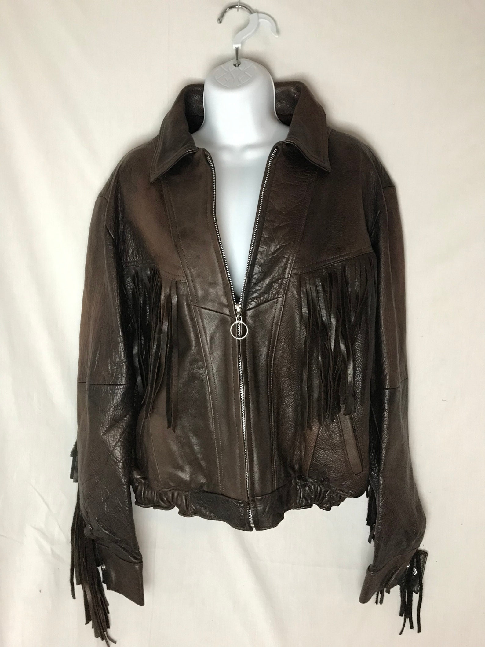 Vintage genuine leather fringe jacket Etsy
