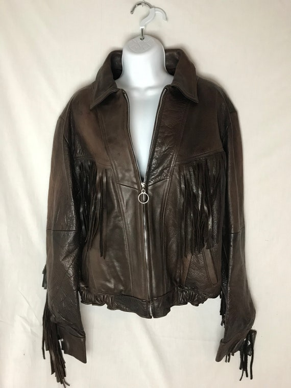 Vintage Genuine Leather Fringe Jacket | Etsy