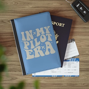 Passport Cover, Pilot Era Travel Document Holder, Aviation Theme Passport Wallet, Airline Crew Gift, Travel Organizer