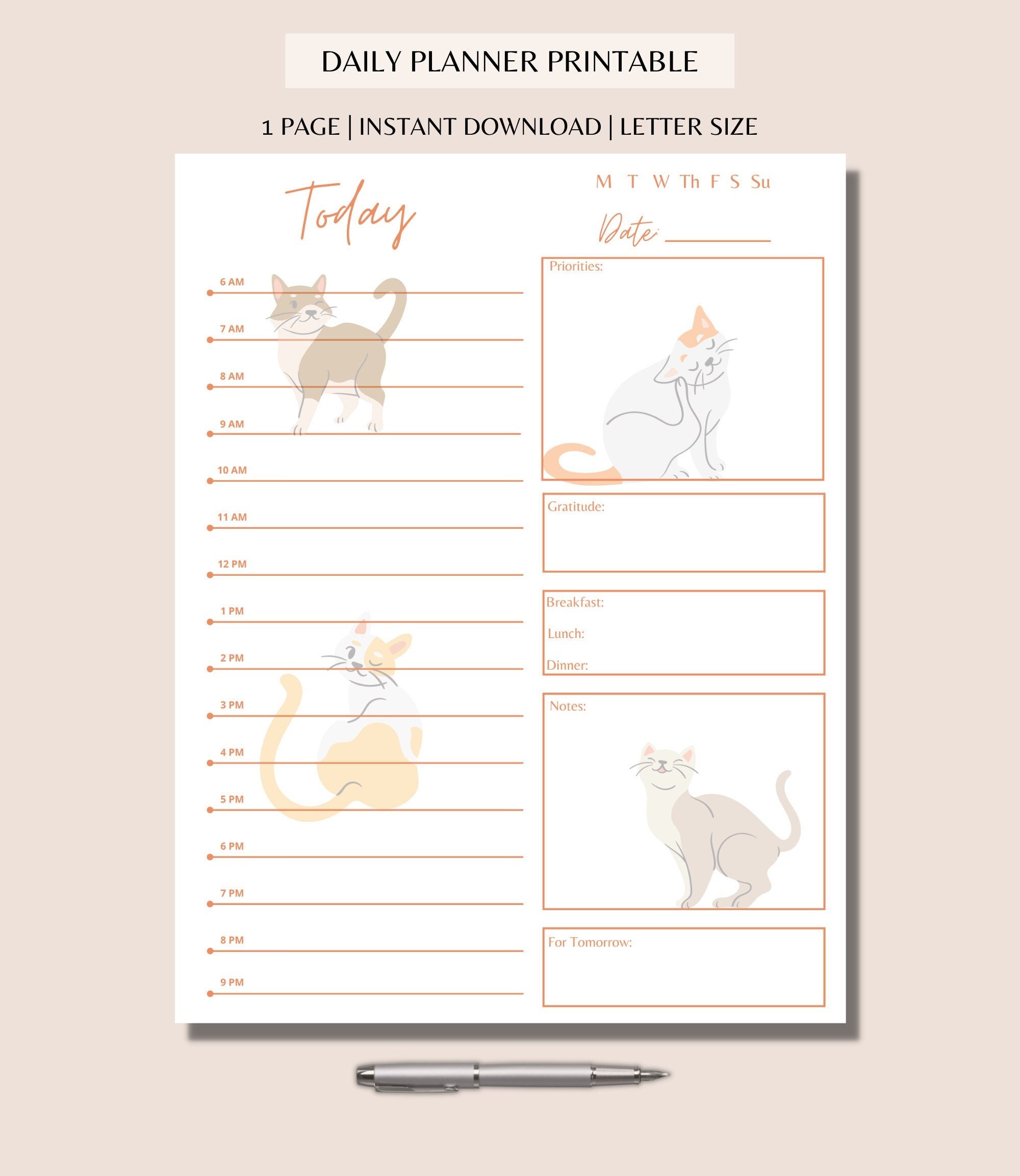 Cats weekly planner: A personal planner, undated, 8,5 x 11