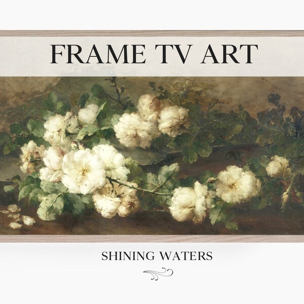 Romantic Vintage White Floral Still Life Painting Frame TV Art | Instant Digital Download | Samsung Frame TV