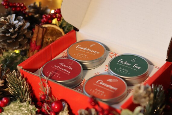 Festive Christmas Tin Candle Bundle - Christmas Gift Set - Soy Wax