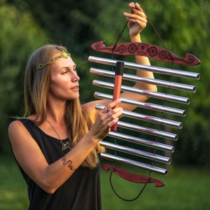 Chimes Divya Fire Sound Healing Peace Bells Solfeggio Pipes Tube Instrument Meditation Sound Bath Wind Chimes Chakraphone Metallophone 3in1