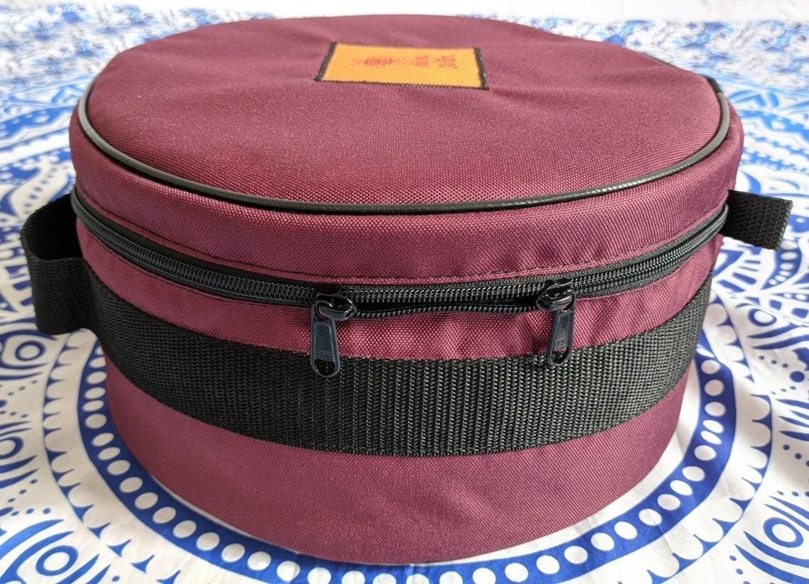 thumbnail image 2 of Tibetan Singing Bowl Carrying Case - Heavy Duty Diving Fabric Meditation Bag With Zipper, Fits Bowls Up To 12.5cm 2 of 11